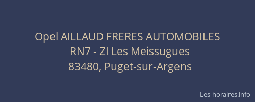 Opel AILLAUD FRERES AUTOMOBILES