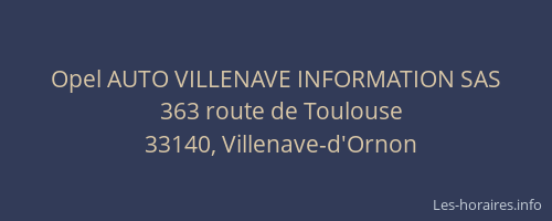 Opel AUTO VILLENAVE INFORMATION SAS