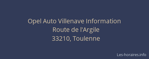 Opel Auto Villenave Information