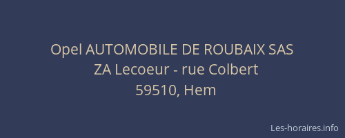 Opel AUTOMOBILE DE ROUBAIX SAS