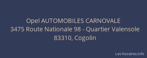 Opel AUTOMOBILES CARNOVALE