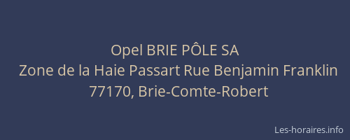 Opel BRIE PÔLE SA