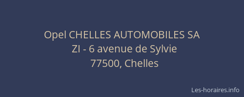 Opel CHELLES AUTOMOBILES SA