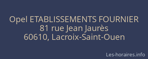 Opel ETABLISSEMENTS FOURNIER