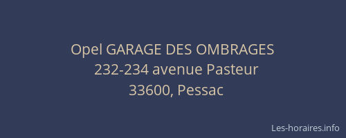 Opel GARAGE DES OMBRAGES