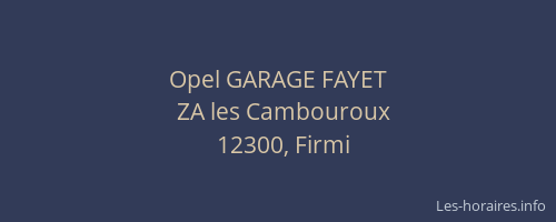 Opel GARAGE FAYET