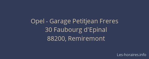 Opel - Garage Petitjean Freres