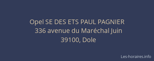 Opel SE DES ETS PAUL PAGNIER