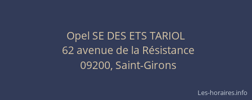 Opel SE DES ETS TARIOL