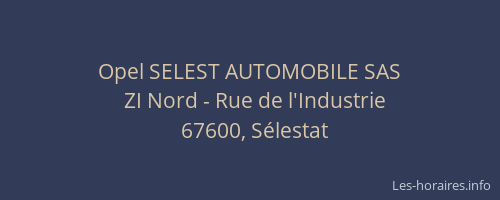 Opel SELEST AUTOMOBILE SAS