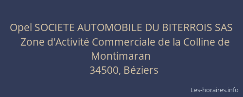 Opel SOCIETE AUTOMOBILE DU BITERROIS SAS
