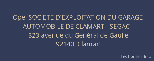 Opel SOCIETE D'EXPLOITATION DU GARAGE AUTOMOBILE DE CLAMART - SEGAC