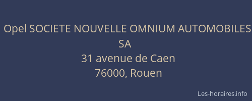 Opel SOCIETE NOUVELLE OMNIUM AUTOMOBILES SA