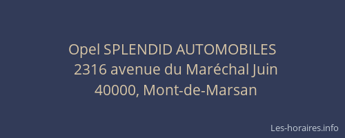 Opel SPLENDID AUTOMOBILES