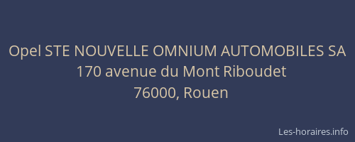 Opel STE NOUVELLE OMNIUM AUTOMOBILES SA