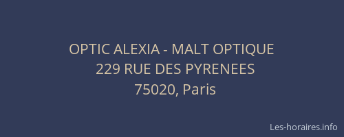 OPTIC ALEXIA - MALT OPTIQUE