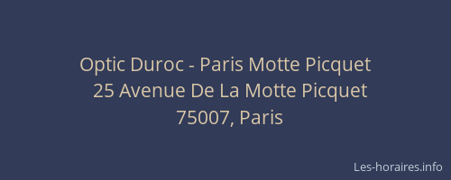 Optic Duroc - Paris Motte Picquet