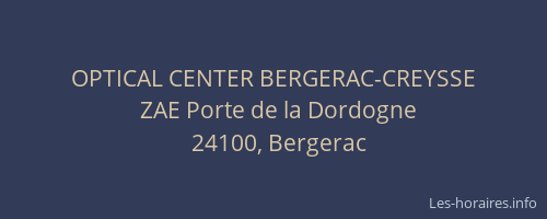 OPTICAL CENTER BERGERAC-CREYSSE
