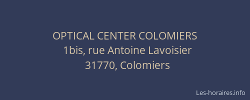 OPTICAL CENTER COLOMIERS