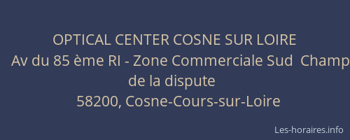 OPTICAL CENTER COSNE SUR LOIRE
