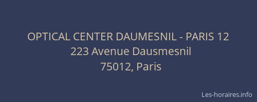 OPTICAL CENTER DAUMESNIL - PARIS 12