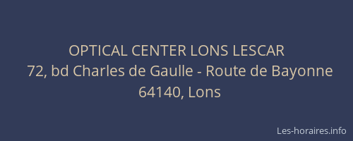 OPTICAL CENTER LONS LESCAR