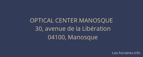 OPTICAL CENTER MANOSQUE