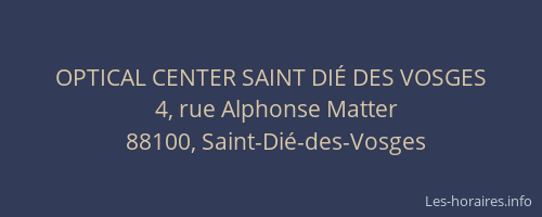 OPTICAL CENTER SAINT DI&Eacute; DES VOSGES