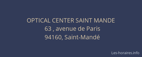 OPTICAL CENTER SAINT MANDE