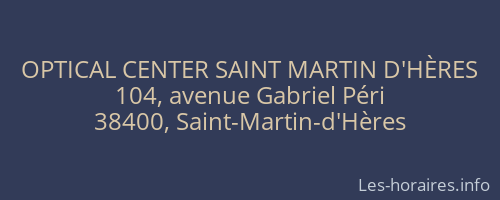 OPTICAL CENTER SAINT MARTIN D'HÈRES