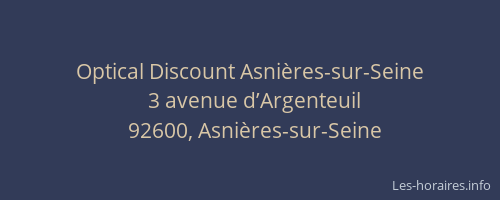Optical Discount Asnières-sur-Seine