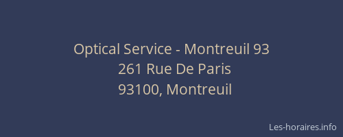 Optical Service - Montreuil 93