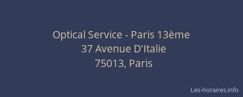 Optical Service - Paris 13ème