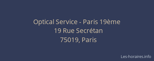 Optical Service - Paris 19ème