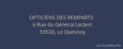 OPTICIENS DES REMPARTS
