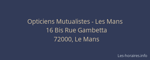 Opticiens Mutualistes - Les Mans