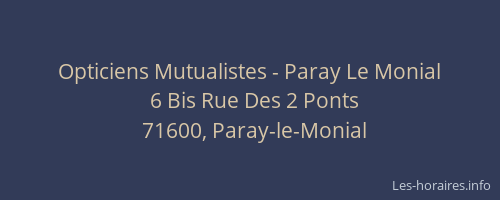 Opticiens Mutualistes - Paray Le Monial