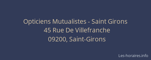 Opticiens Mutualistes - Saint Girons