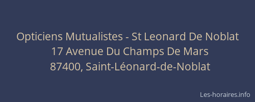 Opticiens Mutualistes - St Leonard De Noblat