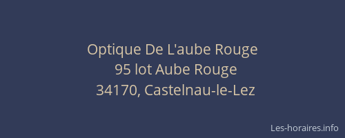 Optique De L'aube Rouge