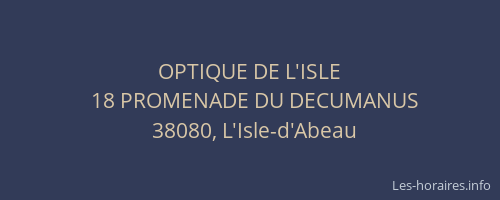 OPTIQUE DE L'ISLE