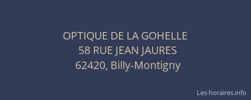 OPTIQUE DE LA GOHELLE
