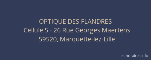 OPTIQUE DES FLANDRES