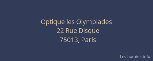 Optique les Olympiades