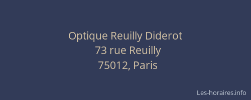 Optique Reuilly Diderot