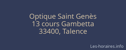 Optique Saint Genès