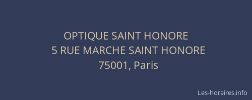 OPTIQUE SAINT HONORE
