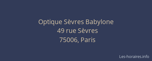 Optique Sèvres Babylone
