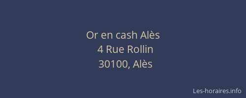 Or en cash Al&egrave;s