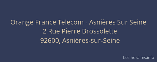 Orange France Telecom - Asnières Sur Seine